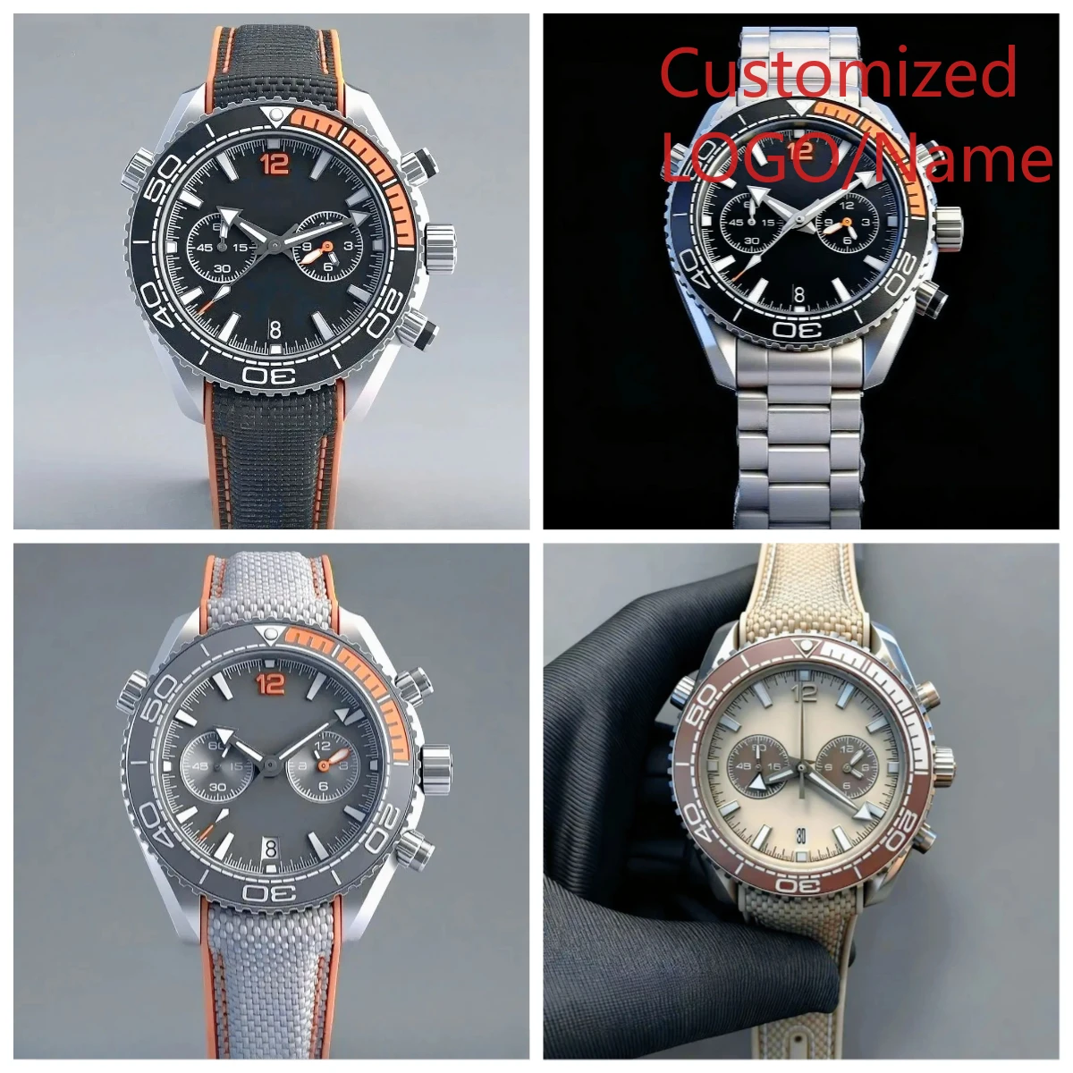 

Мужские часы A11 Store Customized Watch 43 мм, хронограф, из нержавеющей стали 904L, люксовые, черные, с синей керамикой и тканевым ремешком