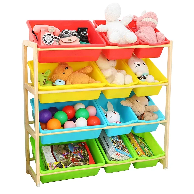 

Solid wood children's storage box, plastic sorting rack, kindergarten toy cabinet