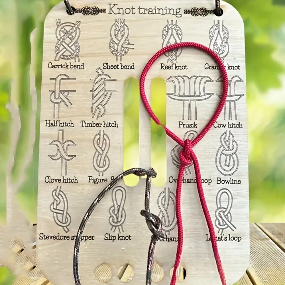 1 Set of Knot Tying Tools, Knot Practice Training Board, Outdoor Camping Knot Practice Tool, Rope Knot Practice Board S003967