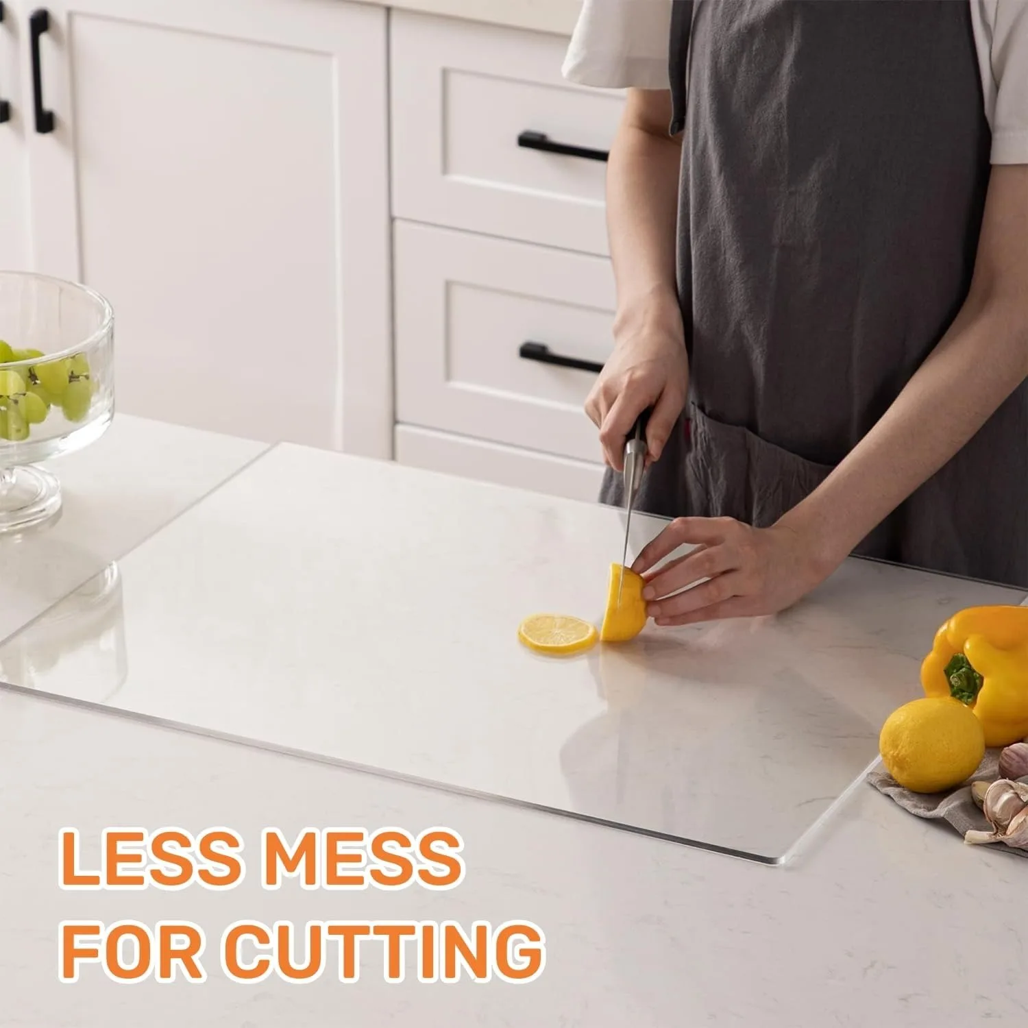 Acrylic Cutting Board Chopping Blocks 40 x 30 cm Nonslip Mat Clear Chopping Board for Home Kitchen Counter Restaurant Vegetables