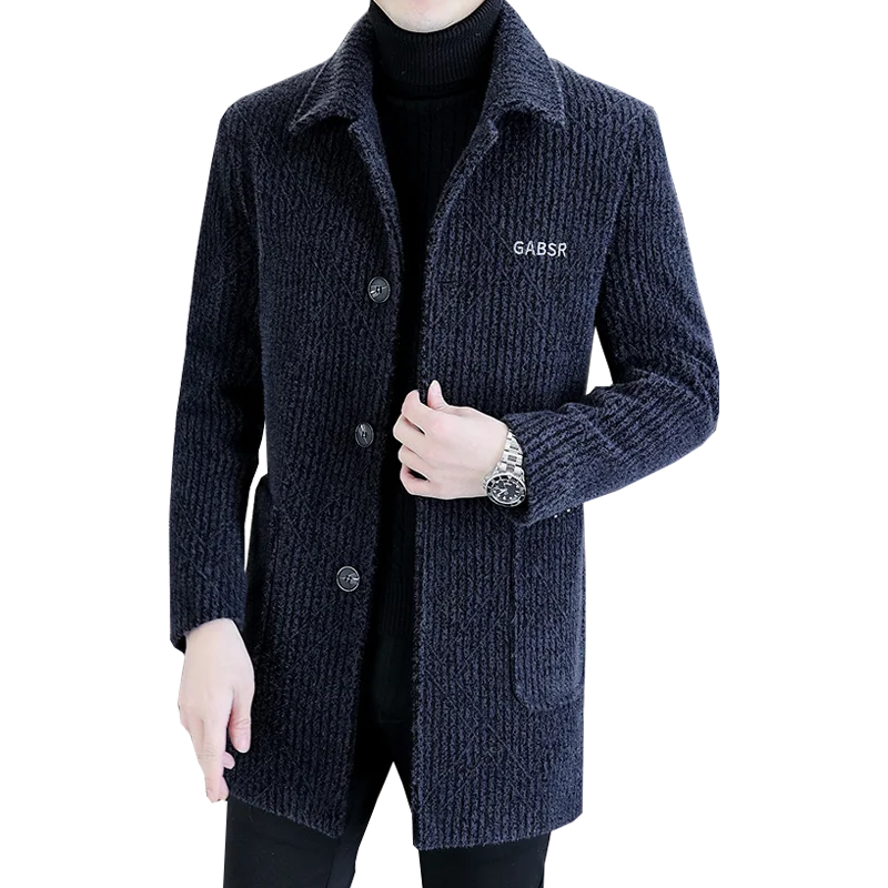 New 2024 Winter Men\'s White Duck Down Liner Woolen Coats Outwear Warm Puffer Jacket Windbreaker Causal Thicken Top Slim Overcoat