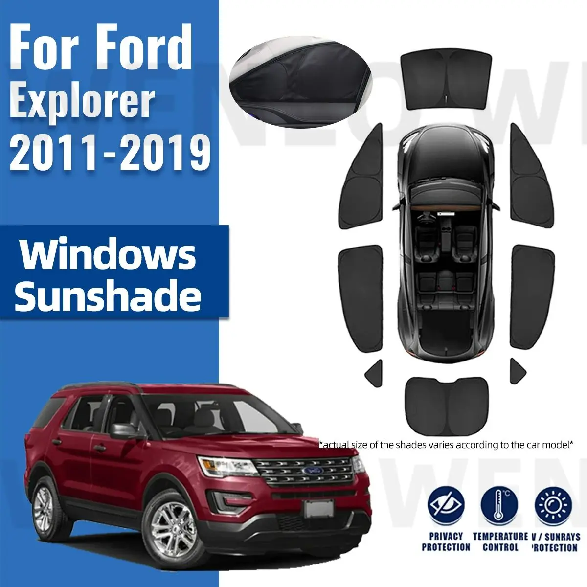 

For Ford Explorer 2011-2019 Full Cover Car Sunshade Visor Front Windshield Frame Curtain Baby Rear Side Window Sun Shade Shield