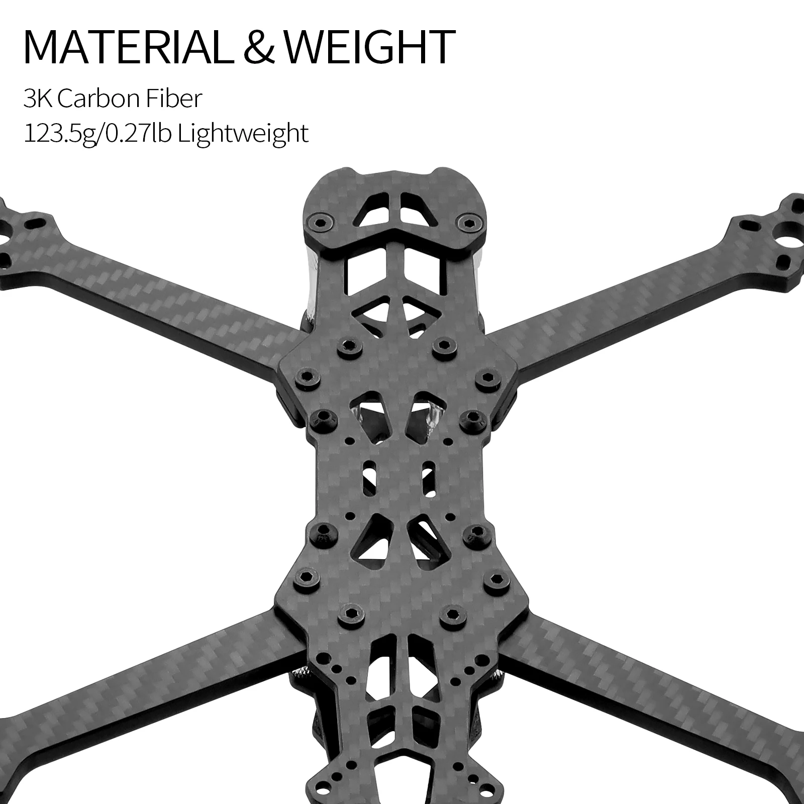 DashRC Mark4 HD 5-Inch FPV Racing Drone Frame Kit, 225mm Wheelbase Carbon Fiber Quadcopter Frame with 5mm Arm for RC FPV Drone