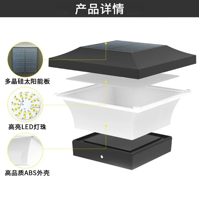 Solar Courtyard Lamp Square Post Lights Outdoor Atmosphere Light Environmental Protection Energy Saving Waterproof Garden Decor