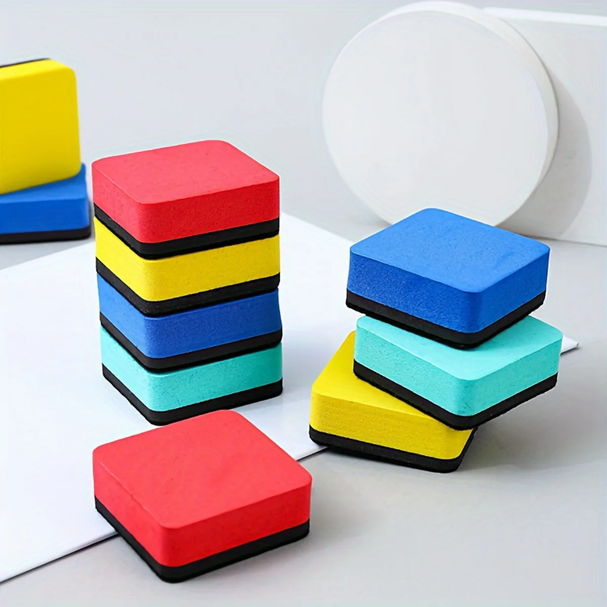 8pcs Mini Dry Erase Erasers,4 Colors Magnetic Whiteboard Dry Erasers Chalkboard Cleaner Wiper For Teacher Supplies,