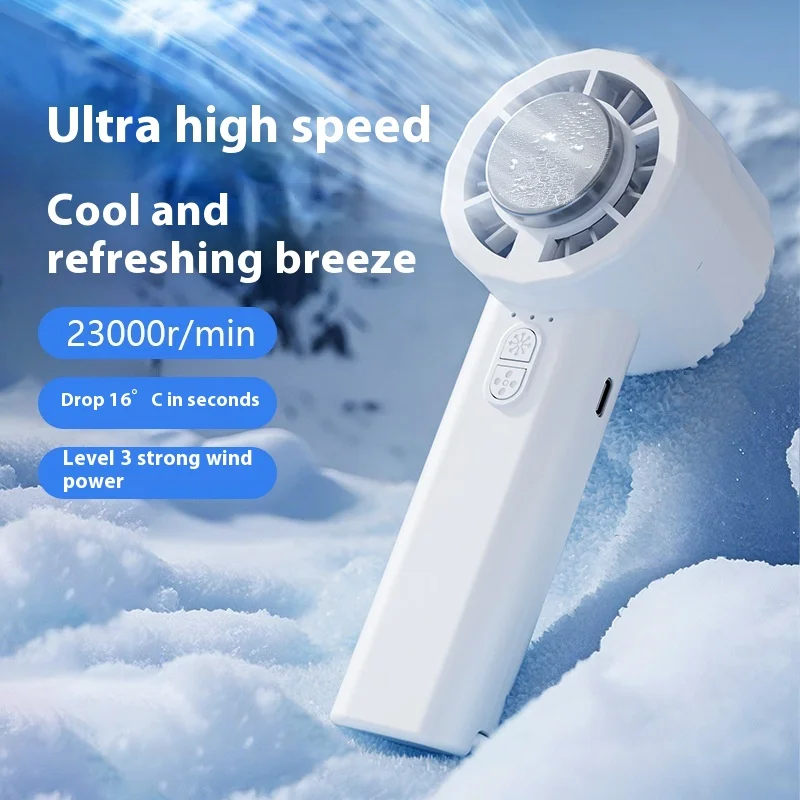 Handheld Mini Fan Portable Semiconductor Ice Cooling Fan Refrigeration 3 level Adjustable Wind Speed Travel Outdoor Electric Fan