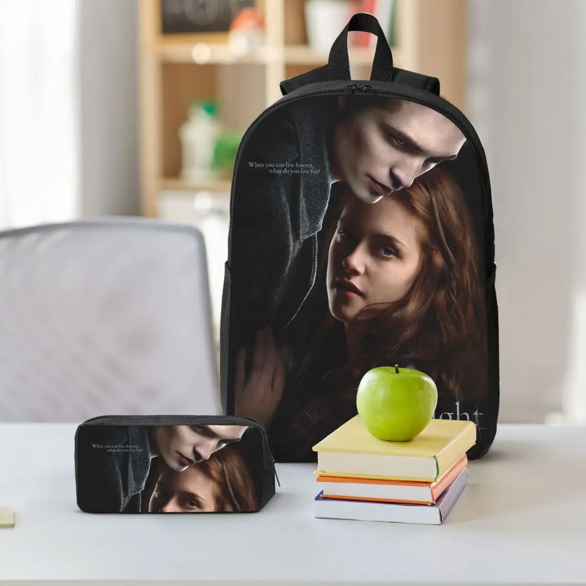The Twilight Saga Vampire Backpack Student BookBag School Bag Shoulder Bags 3ps Insulated Lunch Bag Pencil Case