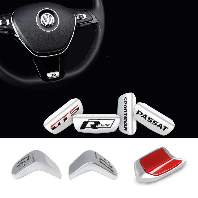 3D Aluminum Alloy Rline Emblem Car Steering Wheel Sticker Accessories For Volkswagen GTI Polo Golf Passat Scirocco Jetta Beetle