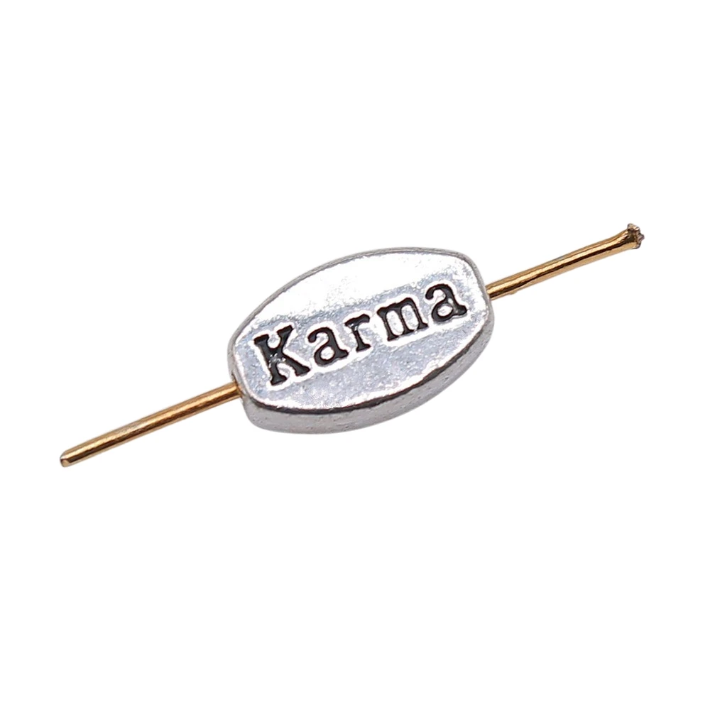 WYSIWYG 10pcs Karma Small Hole Beads Diy Jewelry Findings Accessories Charms Antique Silver Color 8x13mm