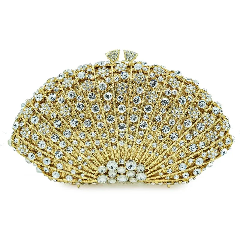High Quality Elegant Exquisite Fan Shaped Ladies Evening Clutch Bag Banquet Chain Shoulder Bag - view 6