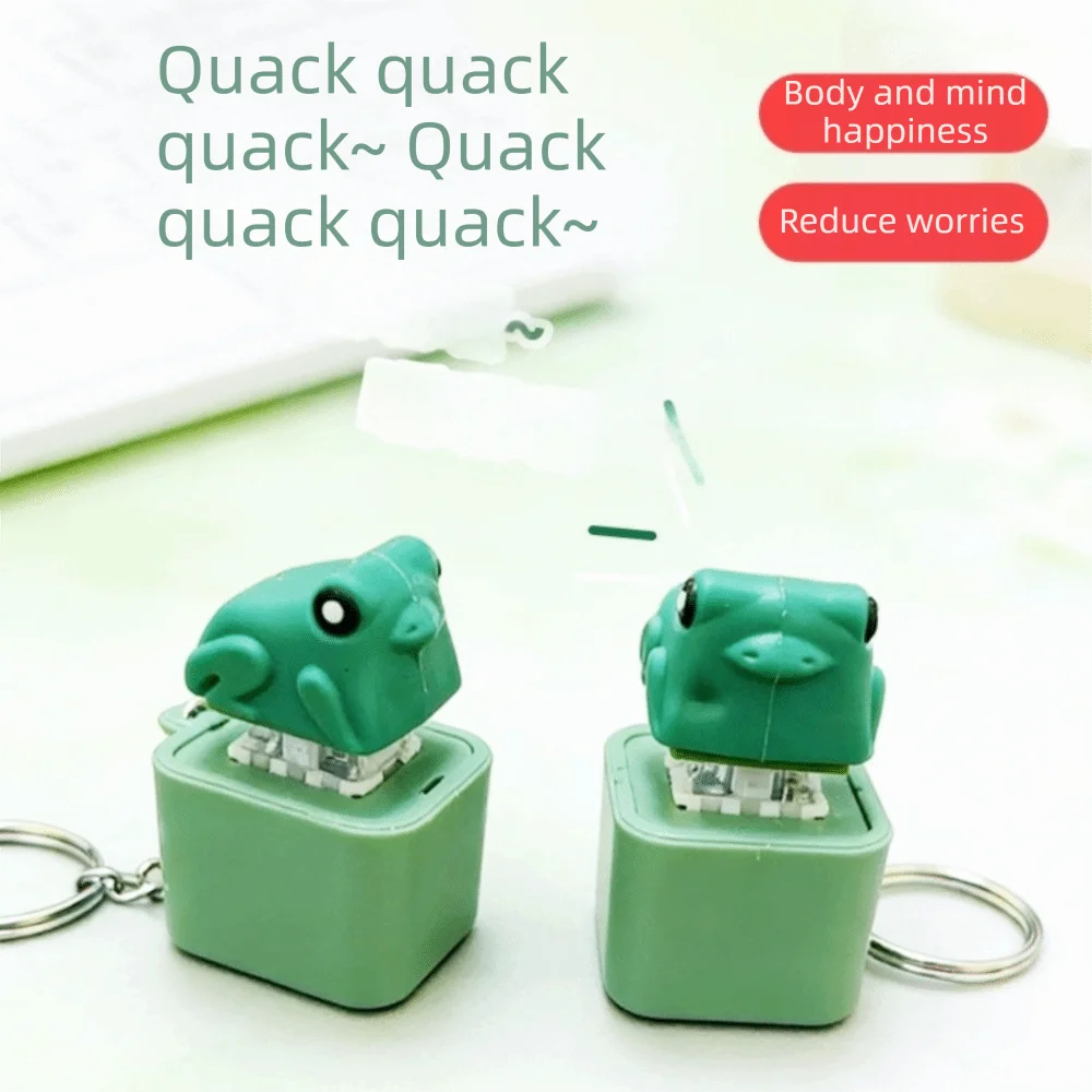 Rechargeable Clicker Fidget Keychain Croaking Frog Squeeze Clicking Pressure Relief with Sound Animal