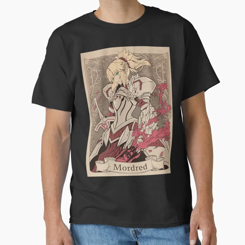 

Vintage Mordred 80s retro video game Fate Stay Night Anime T shirt Large size Tops Manga Graphic Print Y2k Clothes Cartoon Tee