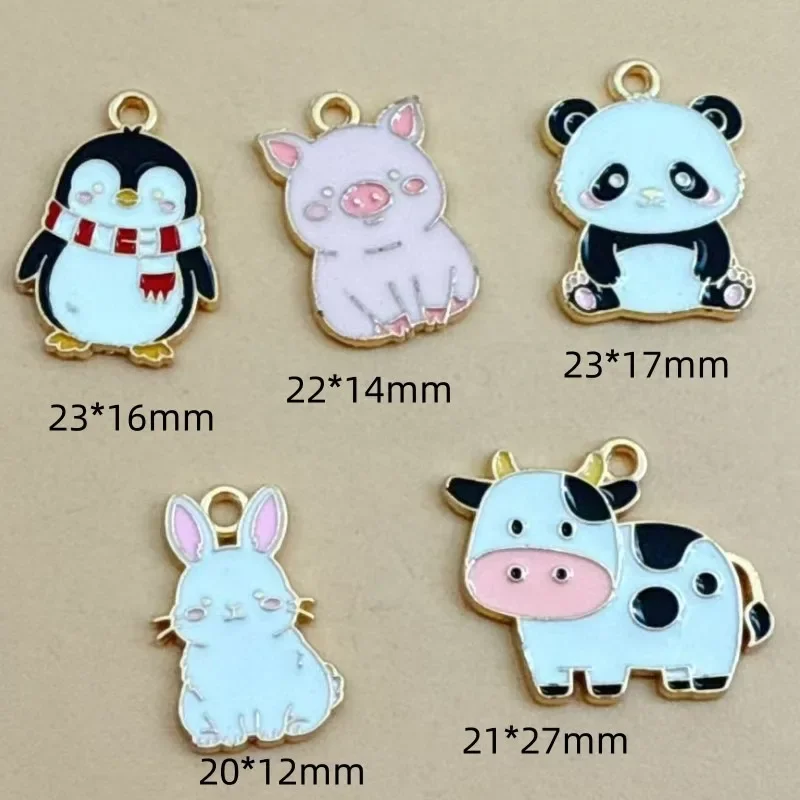 10Pcs Mini Cartoon Penguin Panda Alloy Pendants, Cute Animal DIY Jewelry Charms for Making Bracelet and Keychain