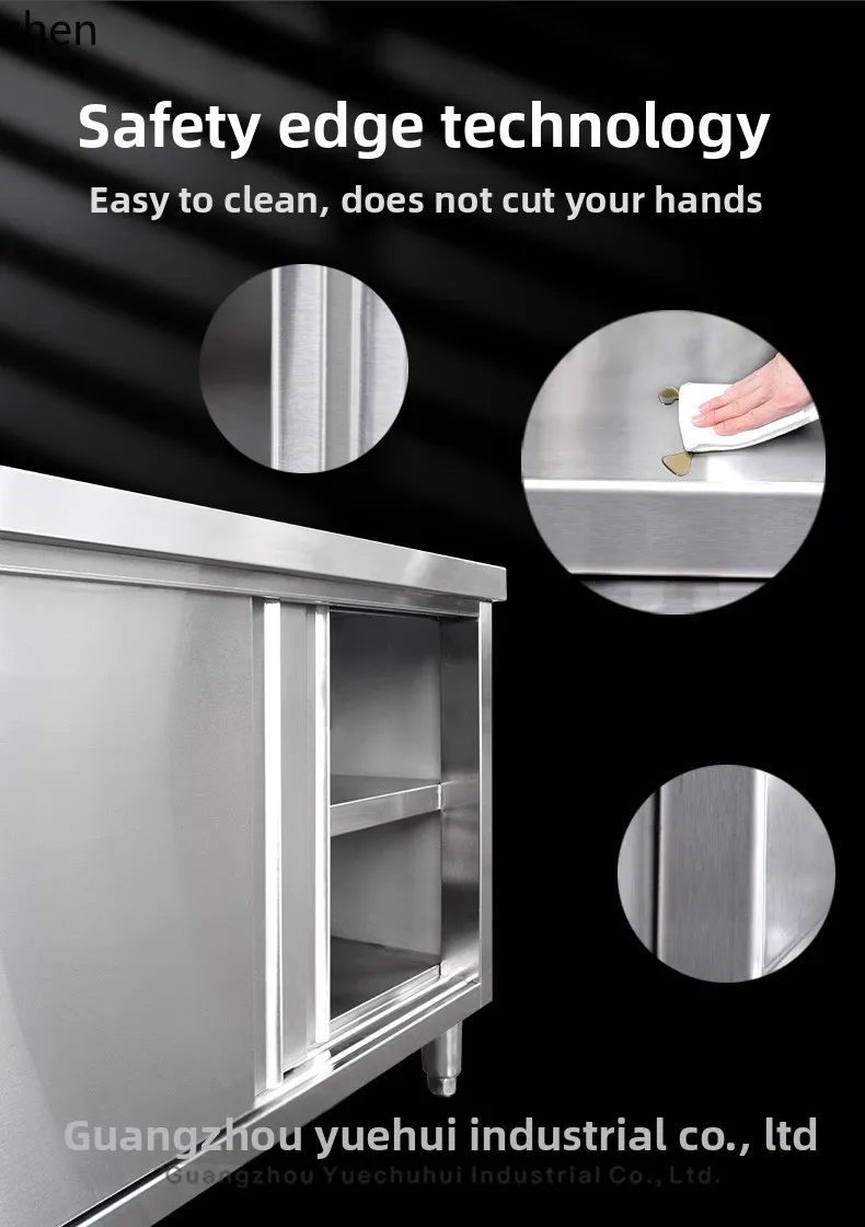 LXC الفولاذ المقاوم للصدأ منضدة المطبخ عملية الجدول مطعم انزلاق الباب خزانة قطع المجلس كونترتوب مجلس الوزراء #3