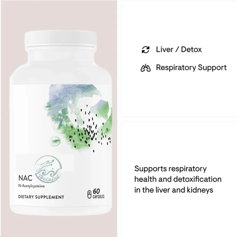 Acetylcysteine 500mg supports respiratory health and immune function; 60 capsules to promote liver and kidney detoxification