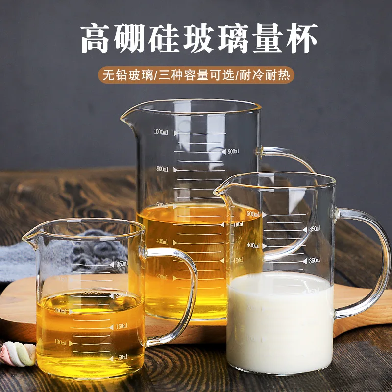 Manufacturer Wholesale Glass Beaker Scale Baking Measuring Milk Water Divider Heat-Resistant Thickened Spout Cup