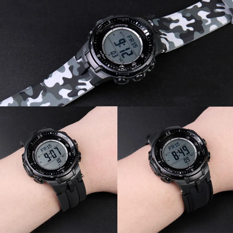 NEW Rubber Silicone watchband 24MM For Casio PROTREK Mountaineering Series PRW-3000\\3100\\6000\\6100Y Silicone strap Men Bracelet