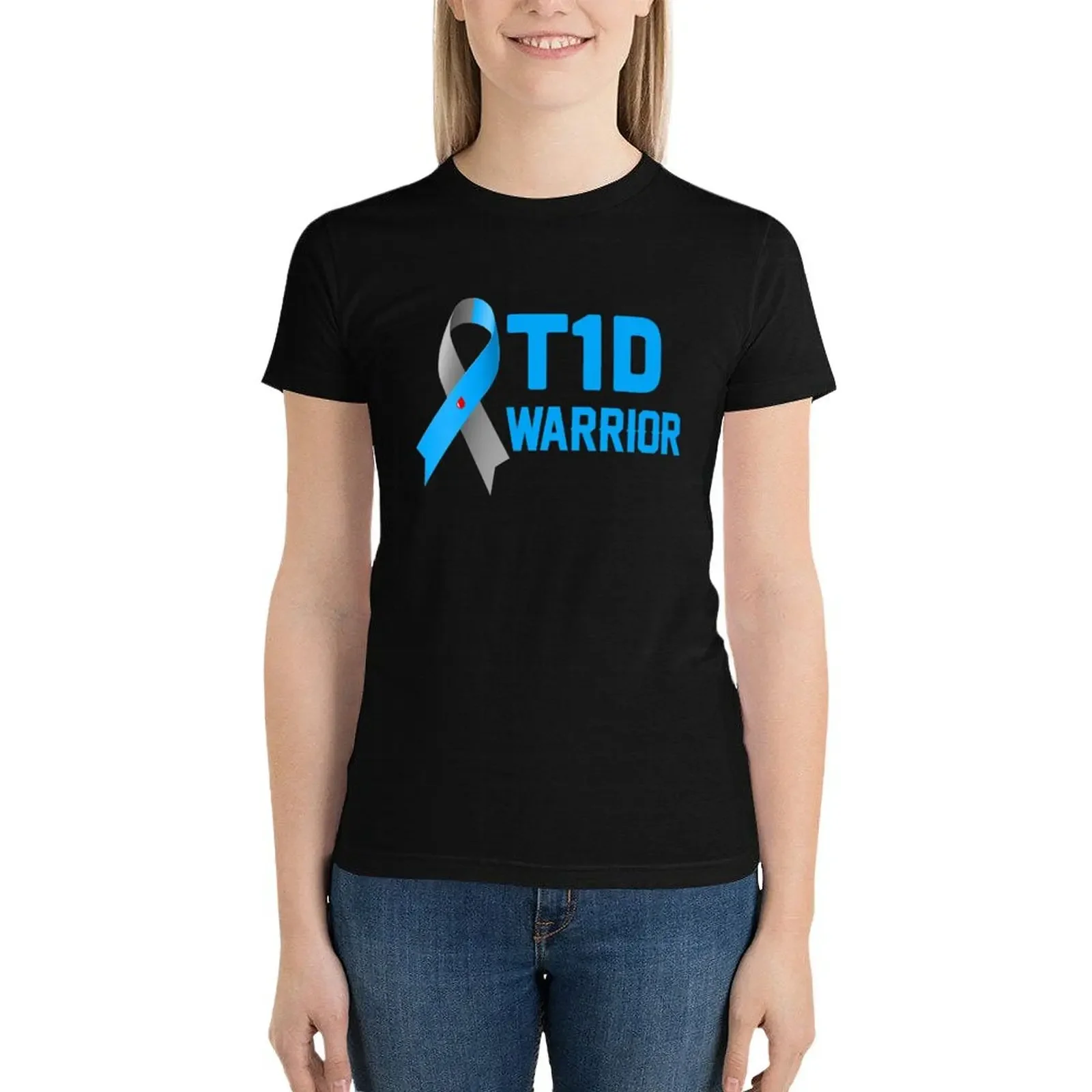 Cure Diabetes Type 1 Warrior T-Shirt kawaii clothes blacks hippie clothes fashion woman blouse 2025
