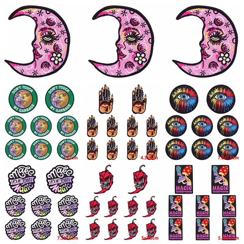 

10PCS Wholesale Moon Girl Embroidery Patch Cartoon Patch Iron On Patches For Clothing Thermoadhesive Patches On Clothes Stickers