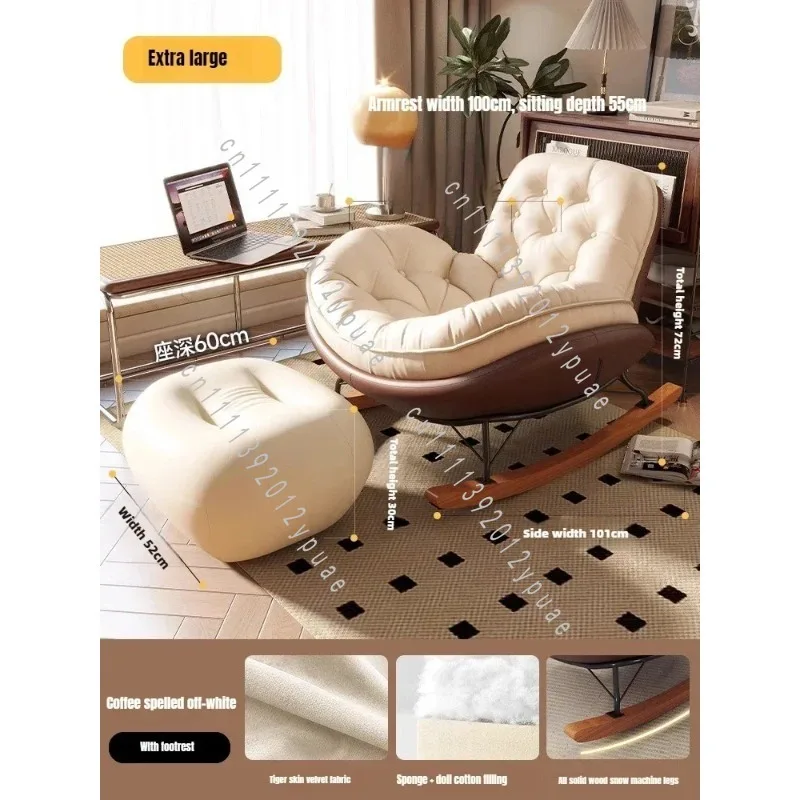 Adult Single Lazy Rocking Chair, Indoor Leisure Recliner Seat for Bedroom, Living Room & Balcony Relaxation