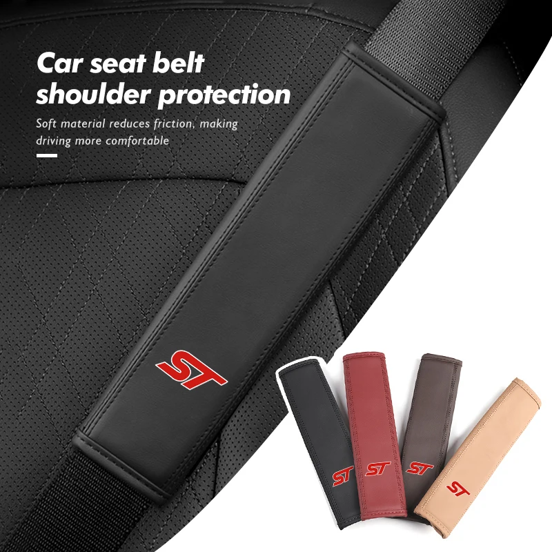 Car Seat Safety Belt Cover Soft PU Protector Shoulder Strap Pad For Ford S-MAX Kuga Mondeo Fusion KA Everest Escape ST Racing - view 4