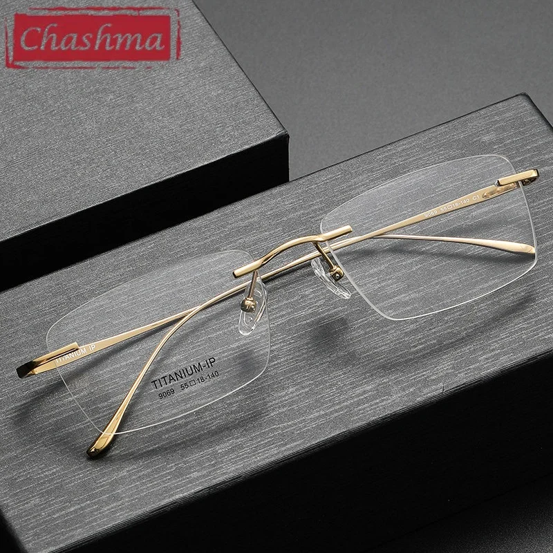 

Chashma Prescription Glasses Rimless Men Eyeglasses Frames Titanium Flexible Light Spectacles Eyewear for Recipe Lens Spectacles
