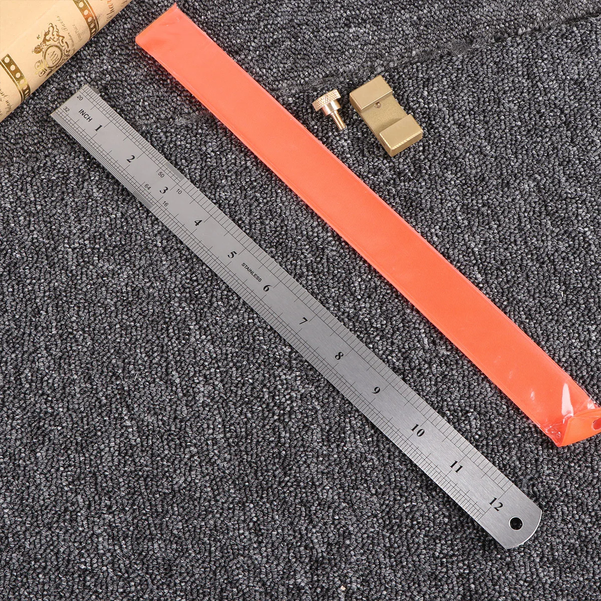 

2pcs Brass Limit Block High Precision Positioning Tool for Woodworking Measuring 330mm Steel Ruler Wear Resistant Durable