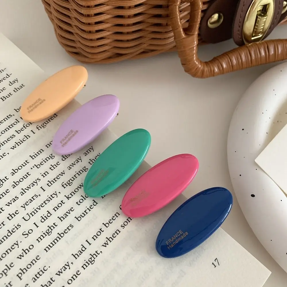 

Duckbill Clip Headdress Candy Color Geometry Shape Girl Hair Clip Korean Style Headwear Oval Hairpin Female Hair Accessories