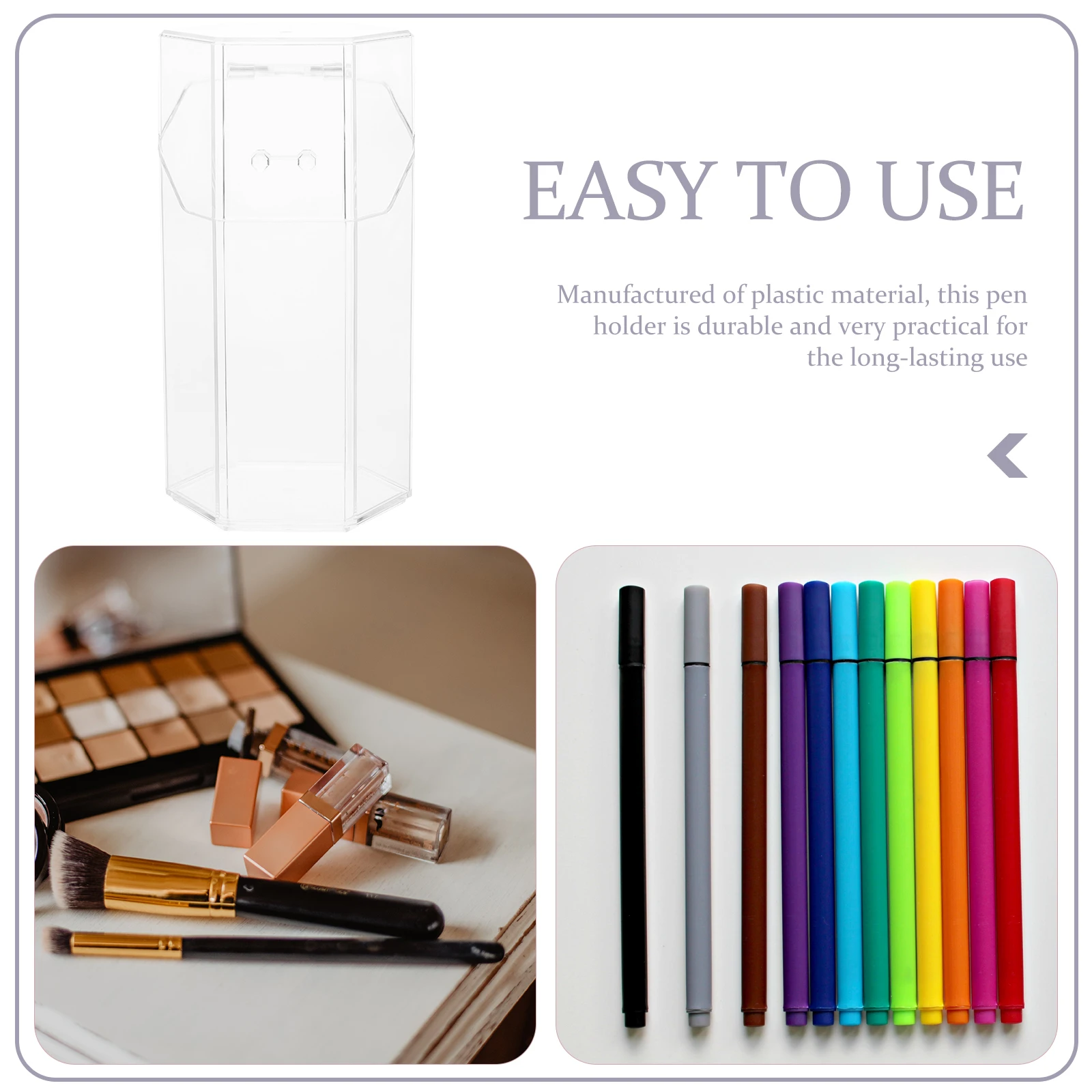 

Desk Pen Pencil Holder Stationery Storage ganizer Abs Large Capacity Space Saving Transparent Multifunctional Office Supply