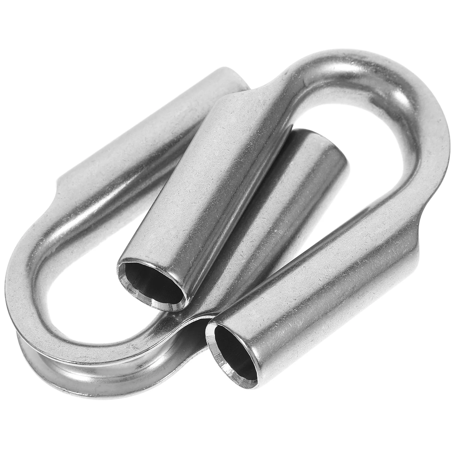 2pcs Stainless Steel Rope Tube Thimble with Gusset Wire Rope Collar Wire Cable Clamp Ring Triangular Protection Ring
