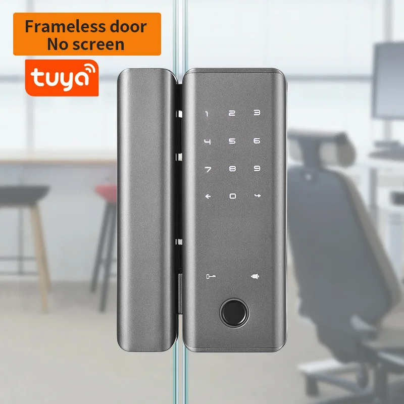 

Tuya Electronic Glass Door Lock Frame Screen Fingerprint Password APP Remote Control Smart Home Office Anti-theft Door Lock