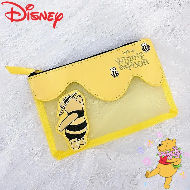 Cute Disney series Winnie the Pooh new creative cartoon pattern simple and fashionable large capacity portable mesh makeup bag