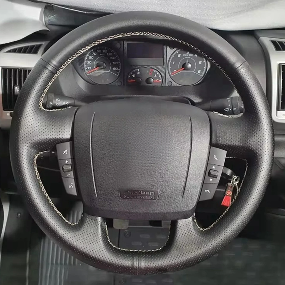 Handgenähter Mikrofaser-Leder-Lenkradbezug für Fiat Ducato 2006–2019, Ram ProMaster 2017–2020, Autozubehör – Detail 1