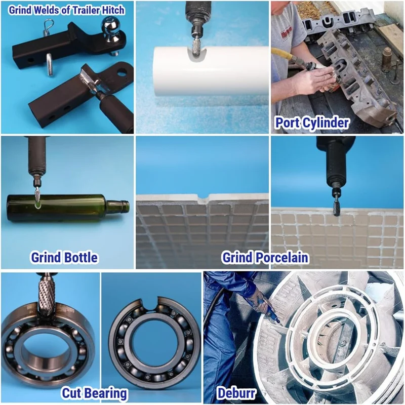 مجموعة لدغ كربيد 1/4 بوصة عرقوب 10 قطع لحام الحجر الخرساني الخشب البلاستيك النقش قطع التنظيف طحن