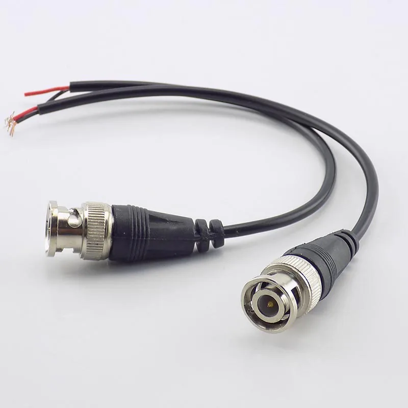 2Pcs BNC Connector Male to Double Female Plug DC Power Cable Pigtail Wire Adapter Line For CCTV Camera Home Security BNC Monitor