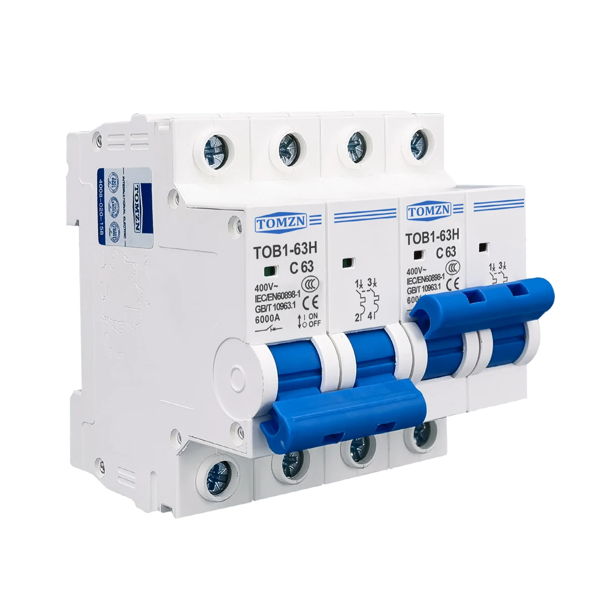 TOMZN 1P+1P 2P+2P MTS Changeover Switch Circuit Breaker Interlock 230VAC 63A Short-circuit Protective Device Overload Protection