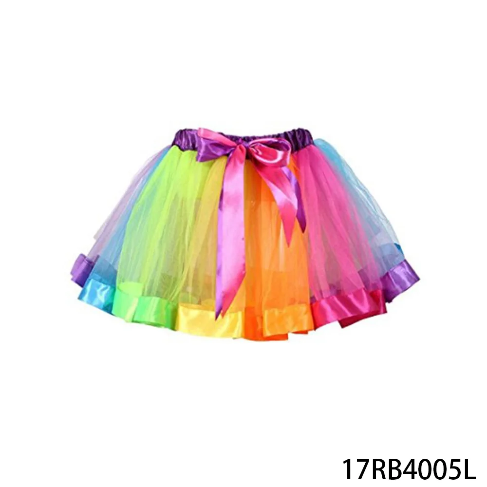 PESENAR Pride Month Rainbow Tutu Skirt: Vibrant Mesh Ruffle Skirt with Bow for LGBTQ+ Celebration