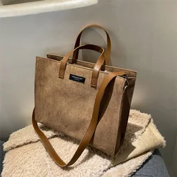 Vintage Handbags For Women 2022 Trend Luxury Brown Crossbody Messenger Bag Ladies Corduroy Shoulder Totes Leatherstrap Shopper