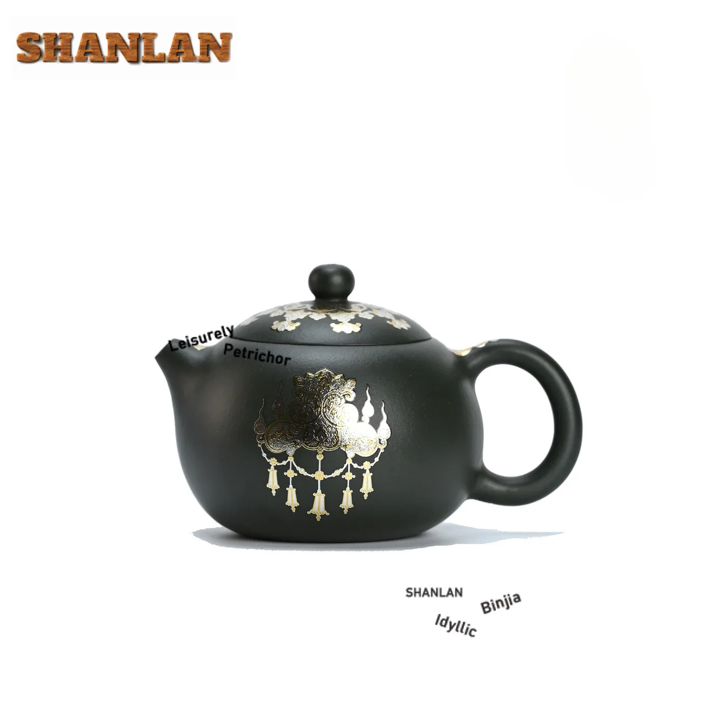 

210ml Traditional Yixing Purple Clay Teapots Handmade Silver-plate Xishi Pot Raw Ore Mud Green Kettle Zisha Tea Set Decoration