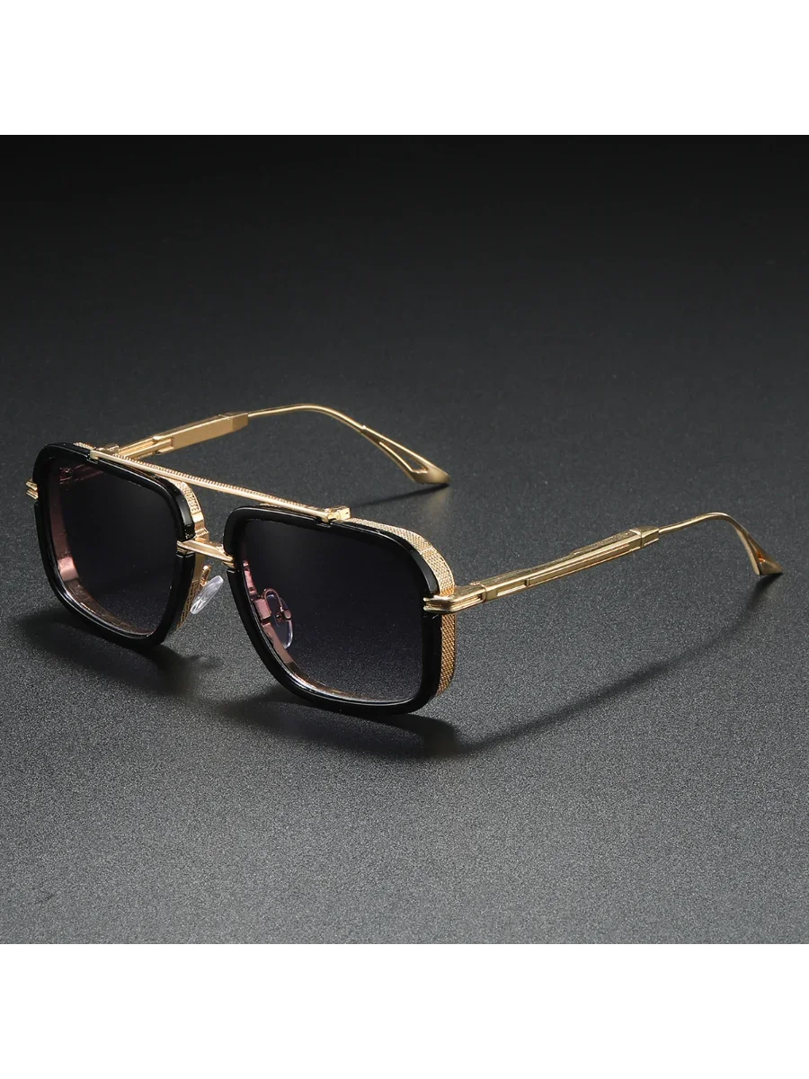 Große Quadratische Sonnenbrille Männer Steampunk Stil Metall Pilot Sonnenbrille Luxus Designer Marke Brillen Fashion Shades Doppel Strahl