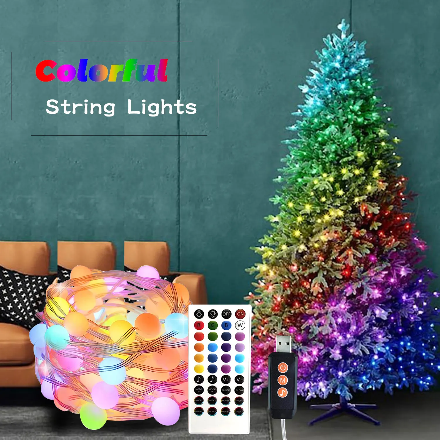 

10M 20M USB RGB Fairy Lights Colorful Garden String Light with Remote Garland for Wedding Holiday Birthday Party Decoration