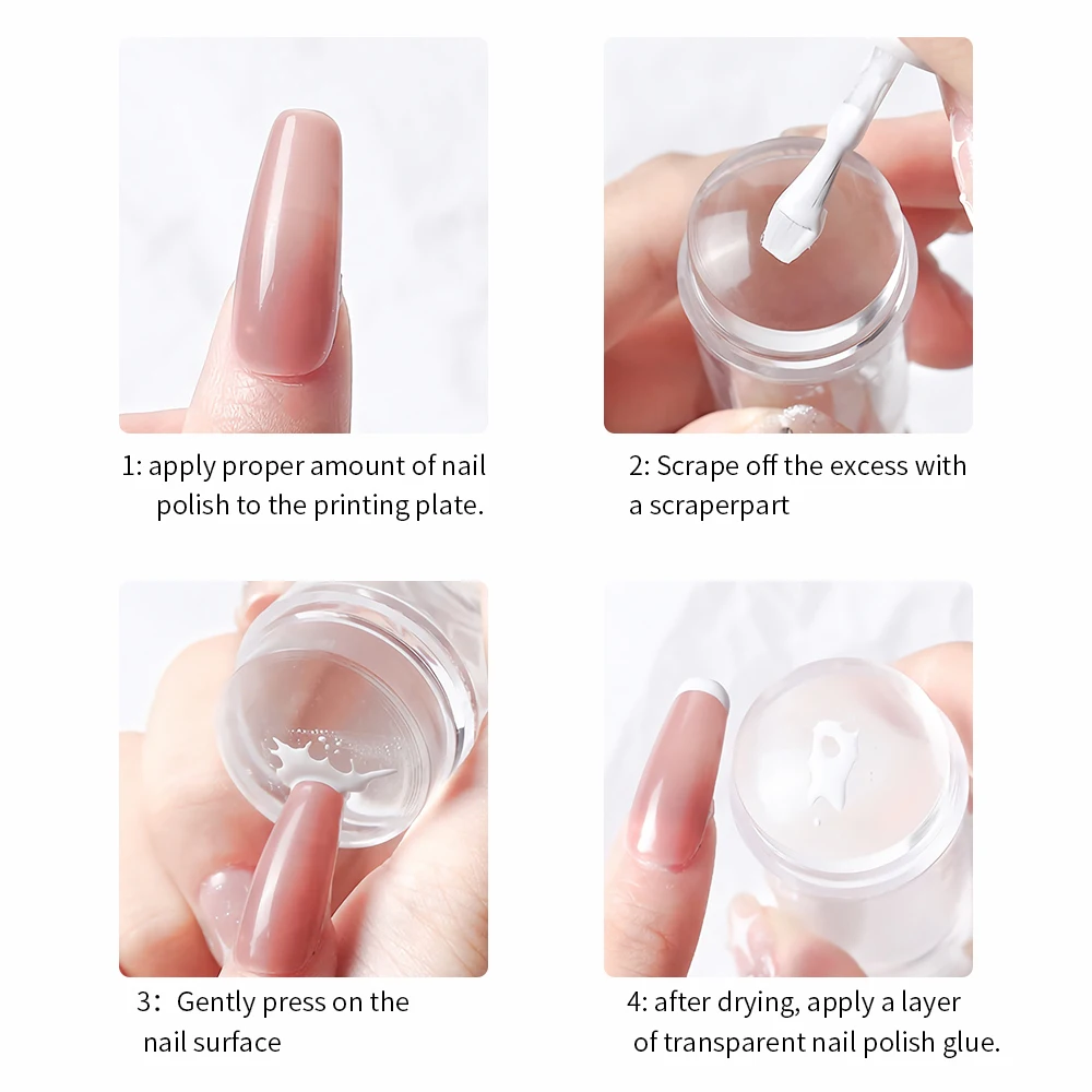 Juego de sellos de silicona de gelatina, Mini estampador de uñas con raspador, herramientas de manicura, estampado DIY, accesorios para uñas para el hogar