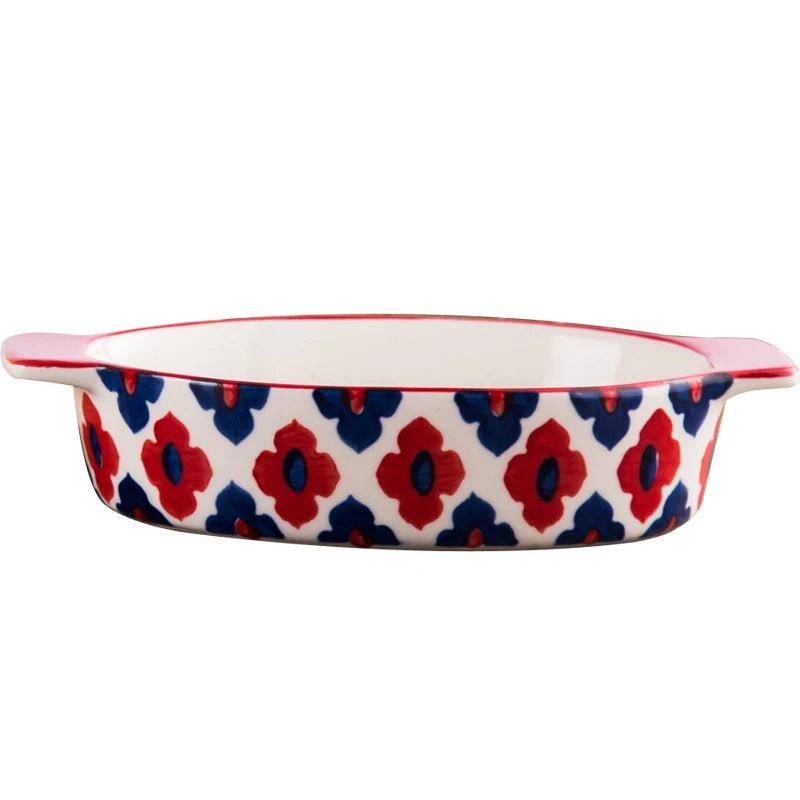 Rectangle ceramic baking plate, cheese baked rice , western food , creative pasta plate, binaural oven baking dish