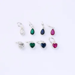 100% Real Sterling 925 Silver Accaccessories Zircon Heart Charm Pendant For Bracelets Necklaces Key Diy Material DZ0850