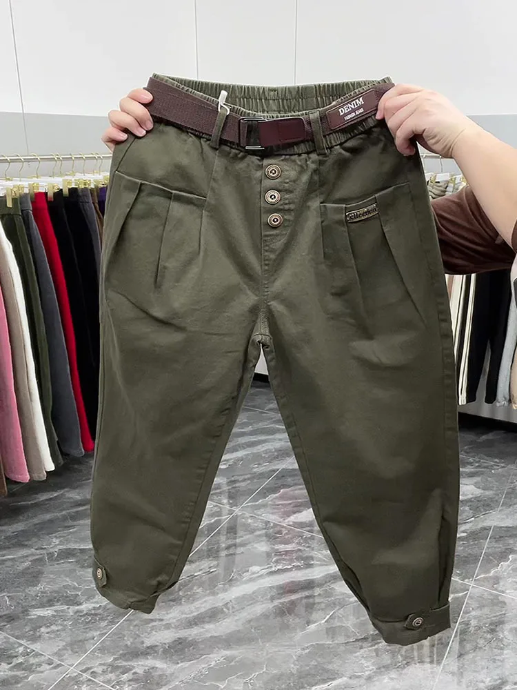 Solid Color Pants Women 2024 New Fashion Spring Autumn Korean Loose Casual Harem Pants Trousers