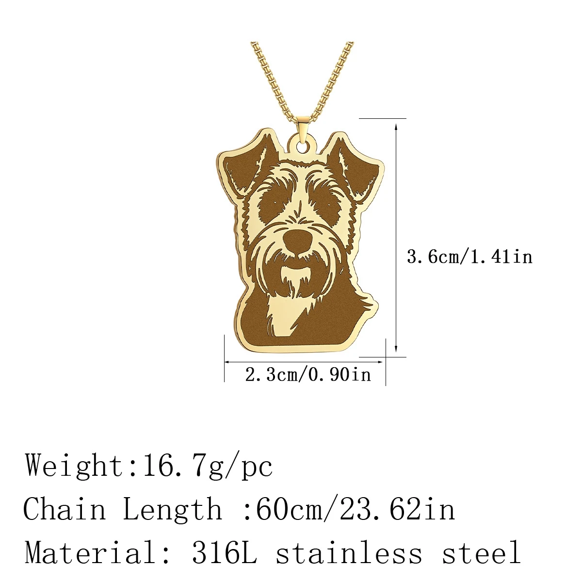 Kinitial Airedale Terrier Dog Pendant Necklace For Women Lovely Animal Stainless Steel Jewelry Men Necklace