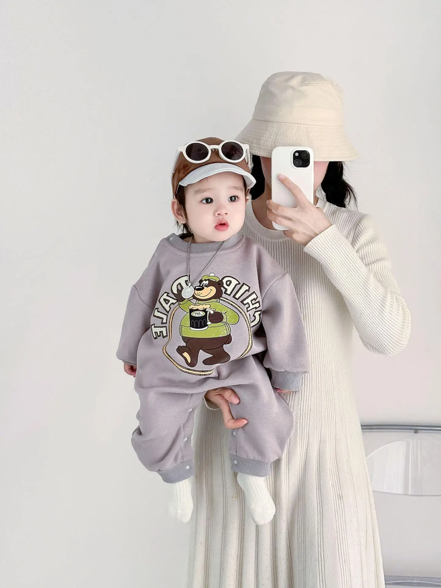 

Тонкий костюм для новорожденных с рисунком чип-медведя, осенне-зимняя повседневная одежда для новорожденных, длинные штаны со средней талией, другая ткань