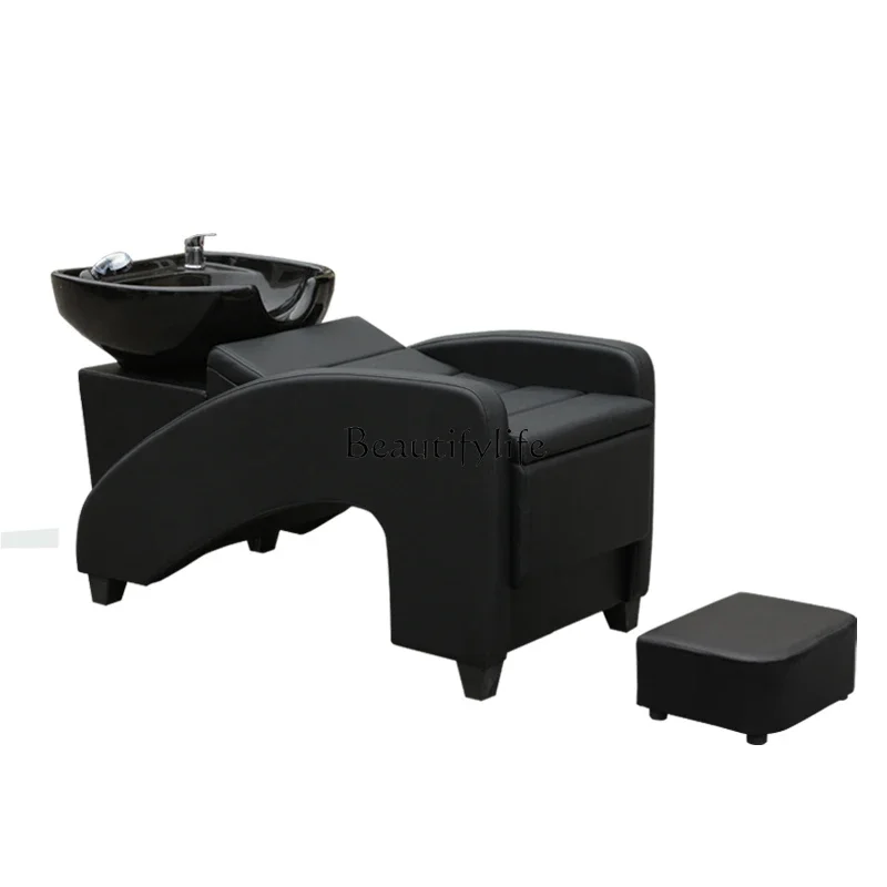 

LD6Hair Saloon Dedicated Lying Half Simple Ceramic Basin for Hair Washing Station Flushing Bed