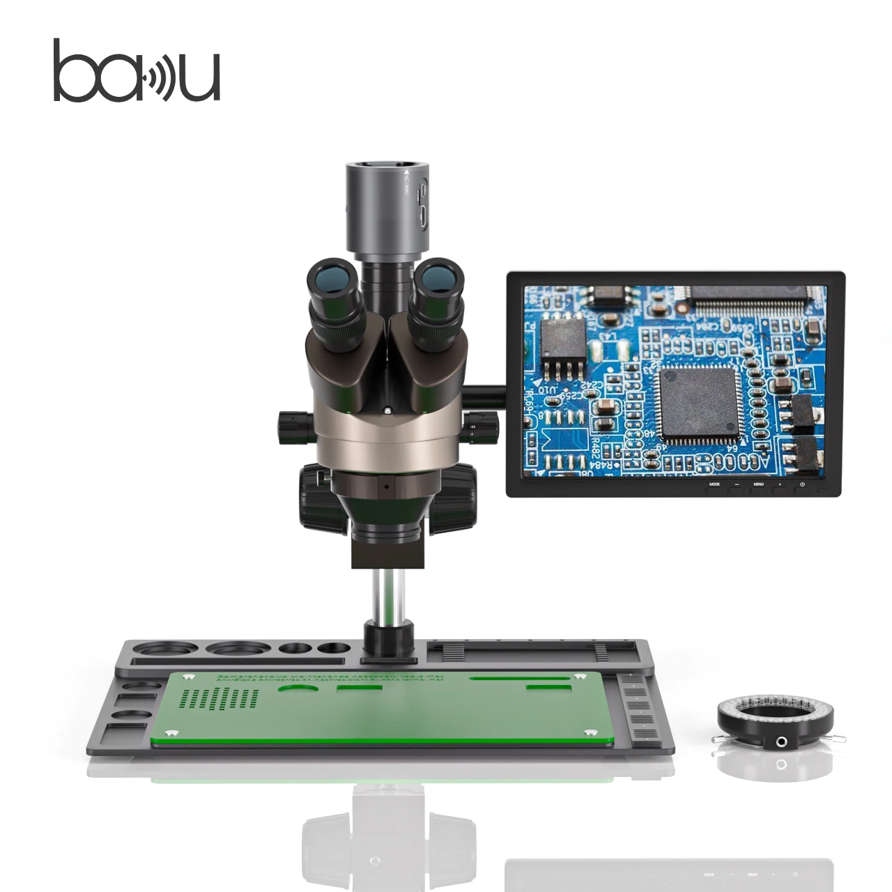 BAKU Ba-011 Latest Video Camera Binocular Microscope Table Stand PCB SMD Repair Electronic Microscope for Jewelry