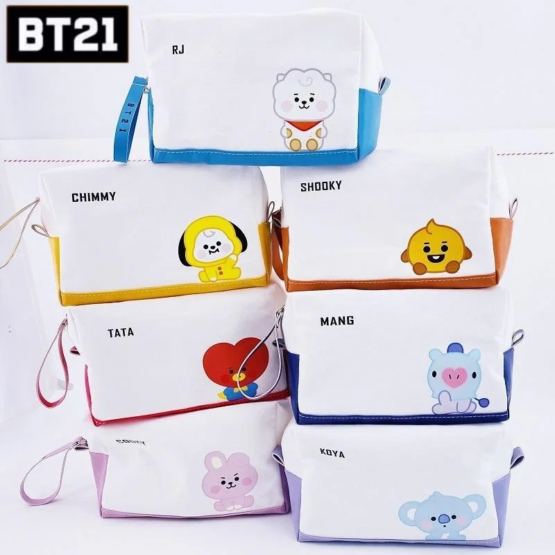 

Симпатичный пенал серии BTS с милым креативным мультяшным рисунком BT21, простой и стильный, вместительный портативный косметический мешочек.